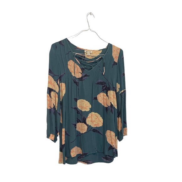 Billabong Dress Women’s XS Blue Floral Front V Neck Midi Rayon‎ - Picture 1 of 5